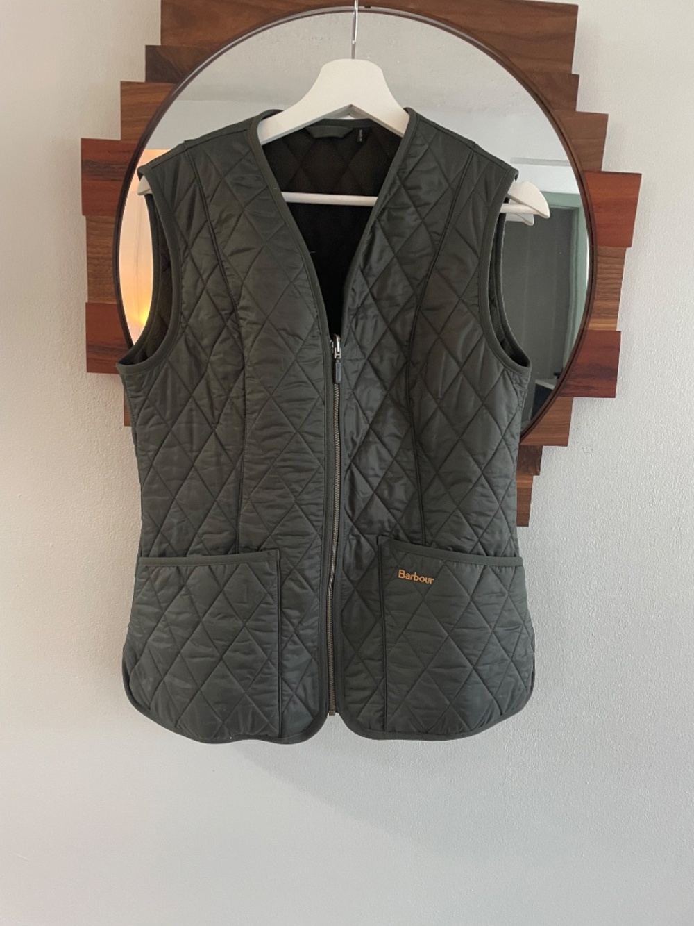 Barbour Women's Betty Fleece Liner quilted vest in dark olive